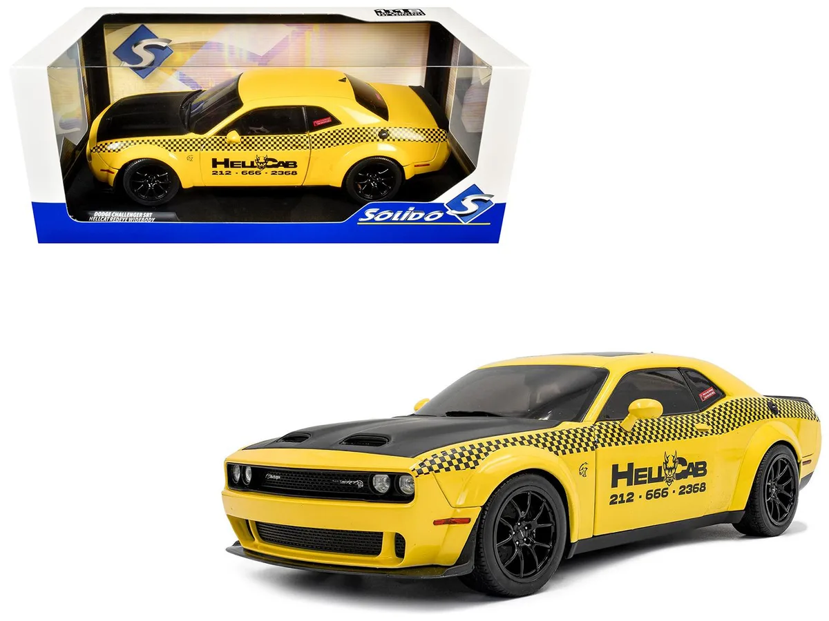 Solido Solido 2023 Dodge Challenger SRT Hellcat Redeye Widebody Taxi Yellow 1/18 hobby collectible — product photo