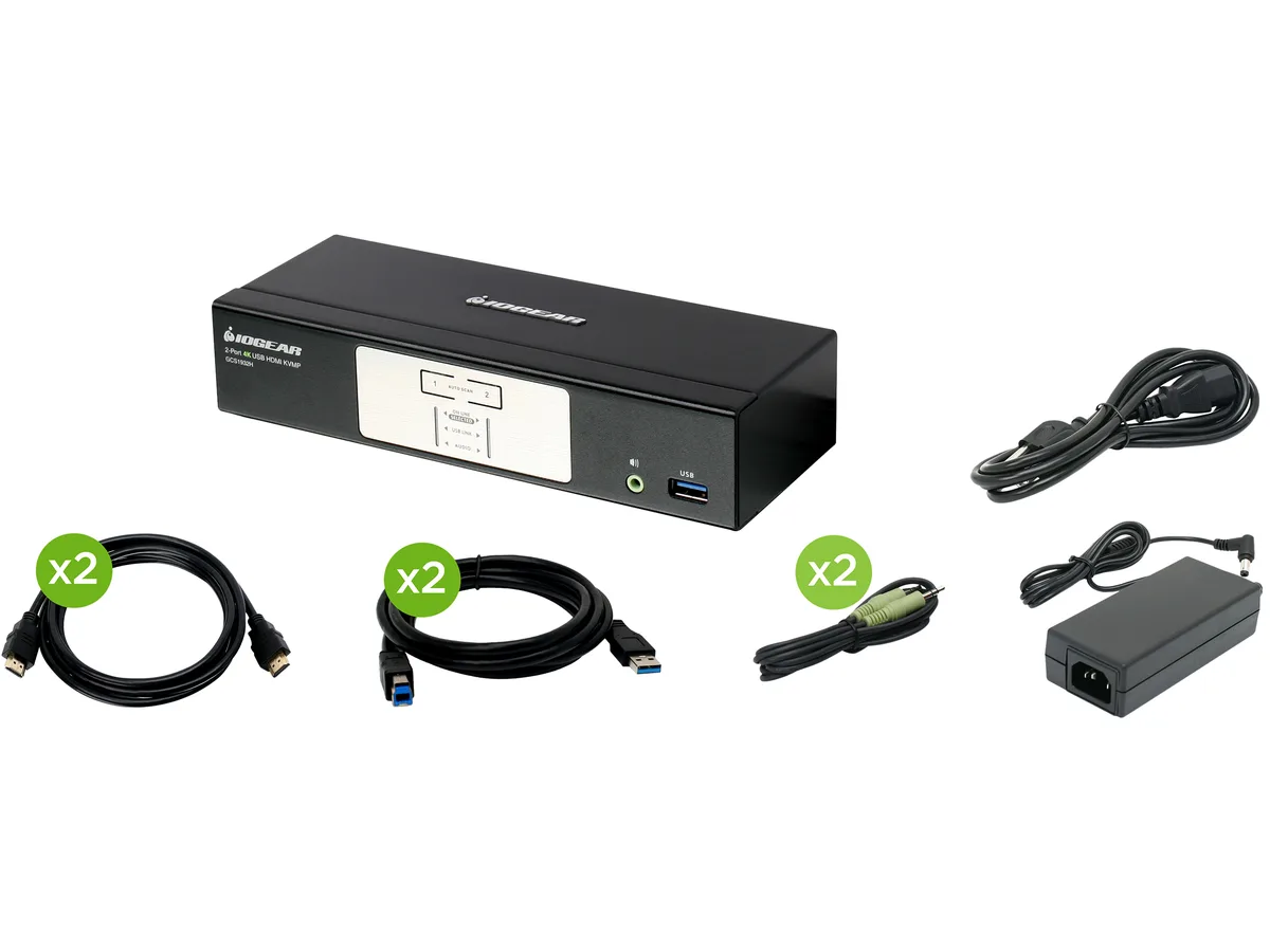 IOGEAR IOGEAR GCS1932H 2-Port 4K KVM Switch HDMI USB 3.1 Gen 1 Audio TAA — product photo