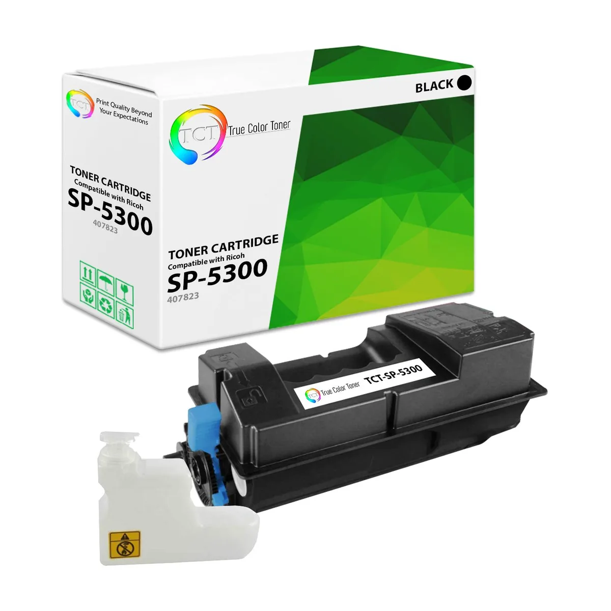 True Color Toner True Color Toner 407823 Black Toner Cartridge 25000 Pages for Ricoh SP5300DN SP5310DN MP501SPF MP601SPF — product photo