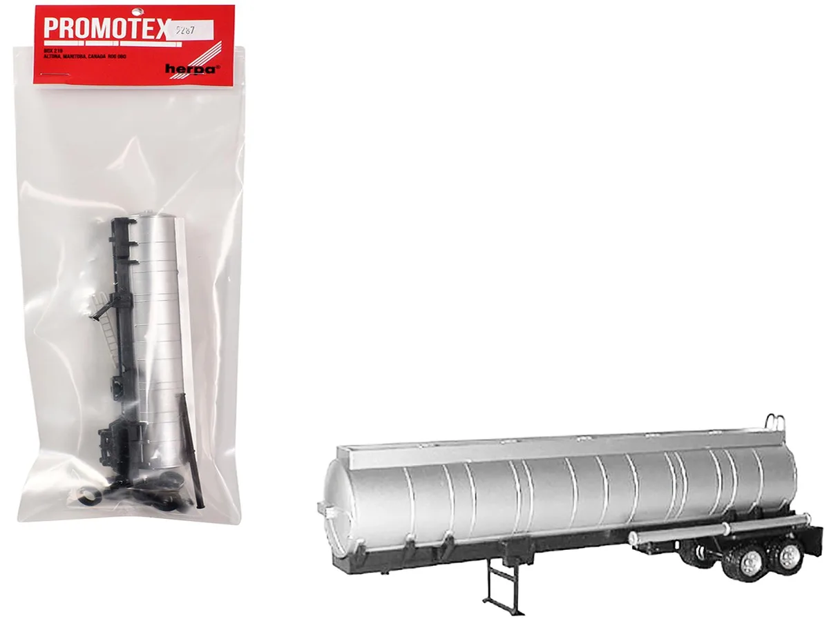 Promotex Promotex Chemical Tanker Trailer Silver 1/87 HO Plastic Model — product photo