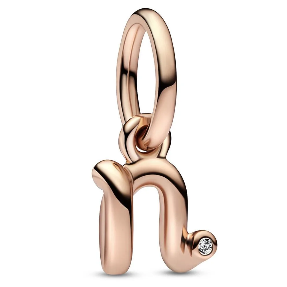 PANDORA PANDORA Letter N Script Alphabet Dangle Charm 14k rose gold-plated — product photo