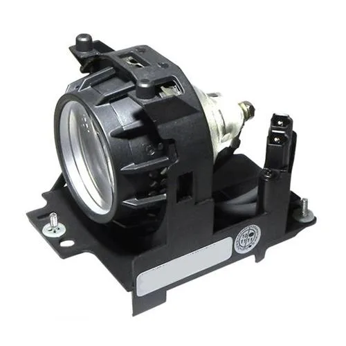 Rectangular DLP projector lamp module in black plastic housing with integrated connector and glass bulb visible