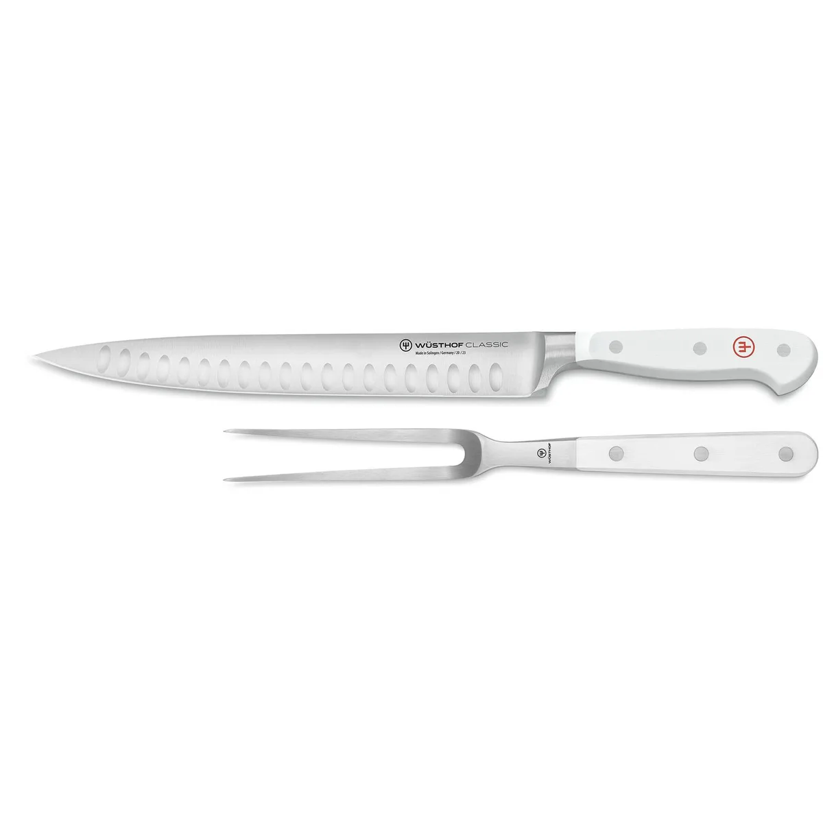 Wusthof Wusthof 1120260201 Classic White Two Piece Carving Set, Hollow Edge — product photo