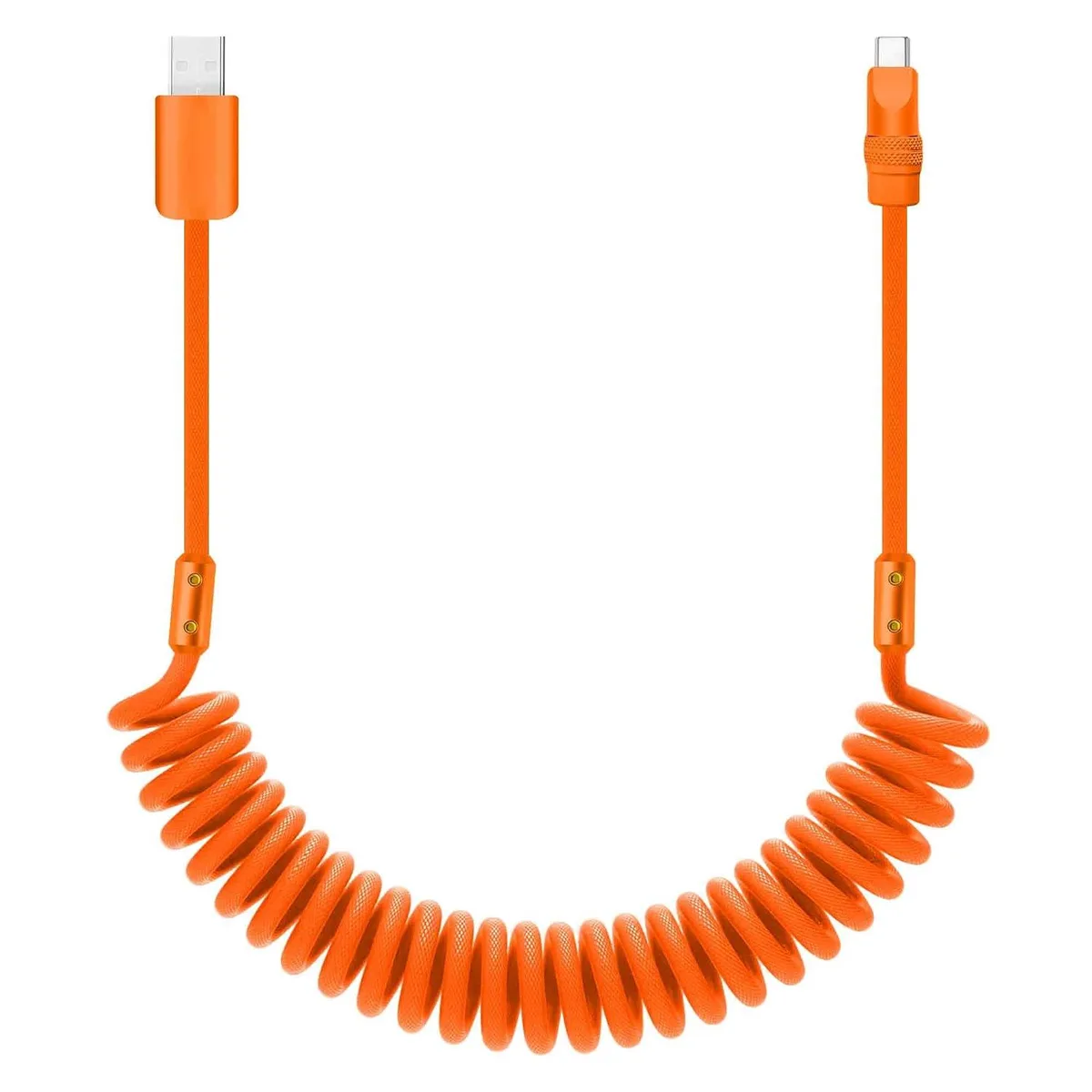 Mobee Mobee Curly Chubby 120W Coiled USB-A to Type-C Cable Orange 2.29FT-3.6FT — product photo