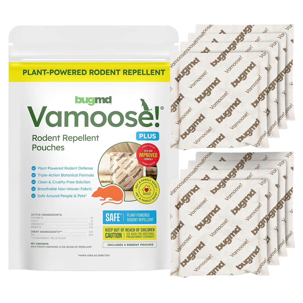 Two packs of eight peppermint oil rodent repellent pouches