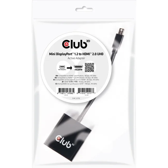 Club3D Club3D CAC-2170 Mini DisplayPort 1.2 to HDMI 2.0 active audio video converter — product photo