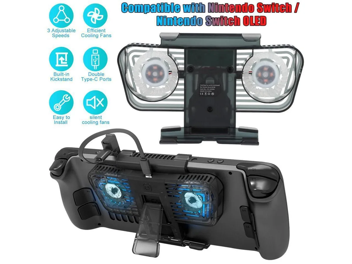 BONAEVER BONAEVER Cooling Fan Stand Bag for Steam Deck Switch OLED Black — product photo