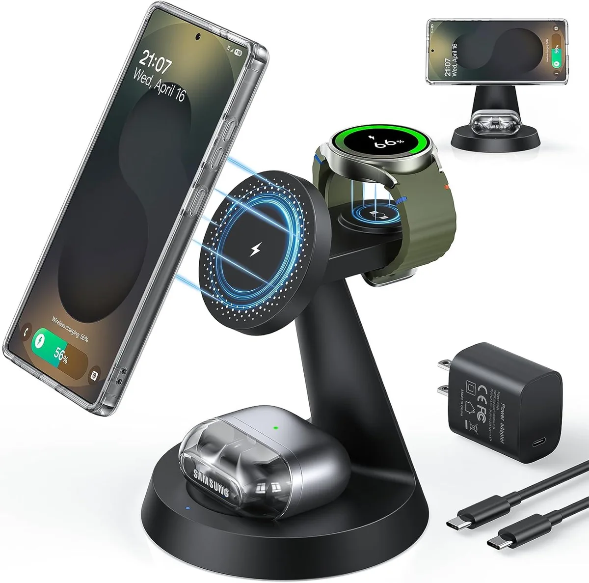 Luisport Luisport 3-in-1 Magnetic Wireless Charger for Galaxy S26 Ultra S25 Z Fold7 Flip7 Watch Ultra 8 Buds — product photo