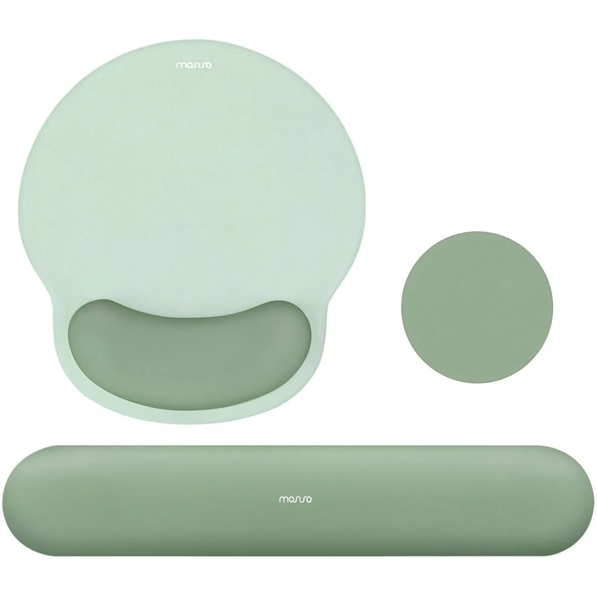  MOSISO Mouse Pad &amp; Keyboard Wrist Rest Set Antique Green 17.32 x 3.15 in — product photo