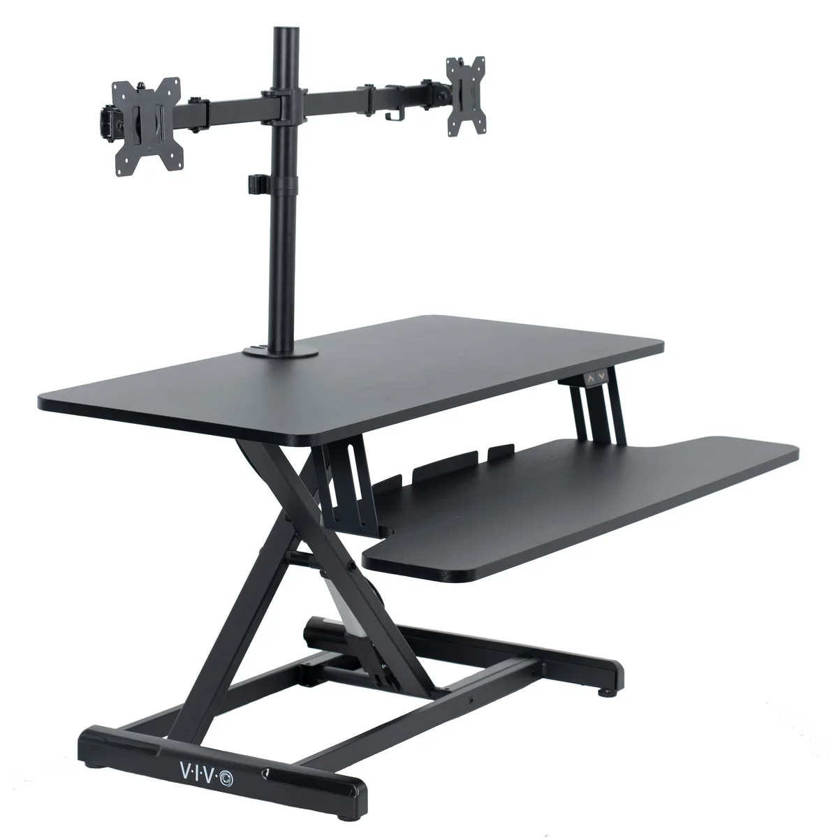 VIVO VIVO Black 36" Electric Desk Riser Dual Monitor Arm 13-30" Screens — product photo