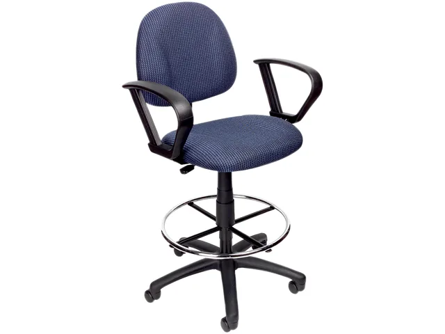 BOSS Office Products BOSS Office Products B1617-BE Blue Drafting Stool with Loop Arms and Foot Ring, 27 Inch Base, 250 lbs Capacity — product photo