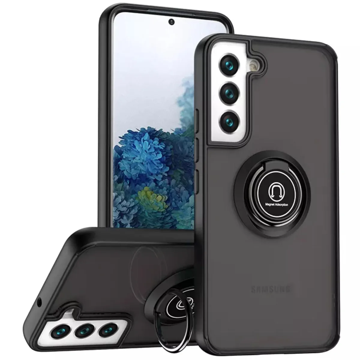 Ice Ice Frosted Translucent Case Magnetic Ring Kickstand Black for Samsung Galaxy S21+ 5G — product photo