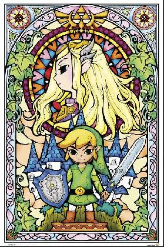 Zelda stained-glass window poster print 22 by 34 inches on heavy paper