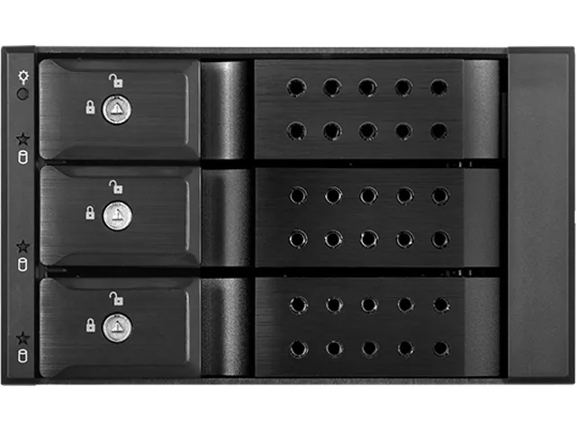 iStarUSA Inc. iStarUSA Inc. BPN-DE230HD-BLACK 2×5.25″→3×3.5″ 12Gb/s SAS/SATA hot-swap rack — product photo