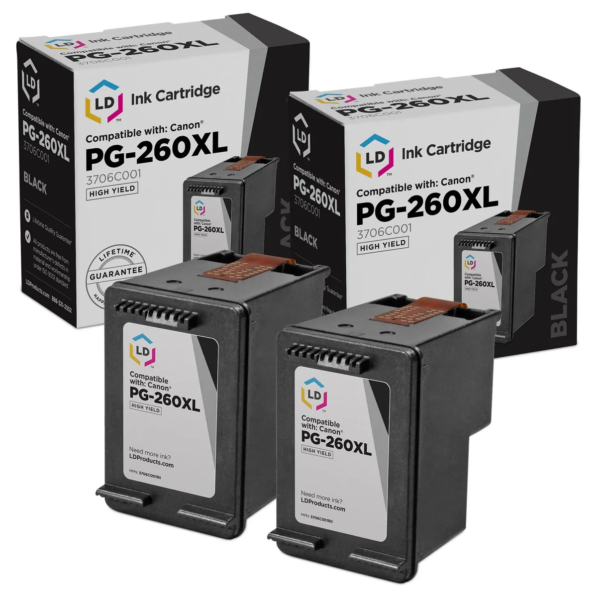 LD Products LD Products Canon PG-260XL Black High Yield Ink Cartridge 2-Pack 14.3 ml — product photo