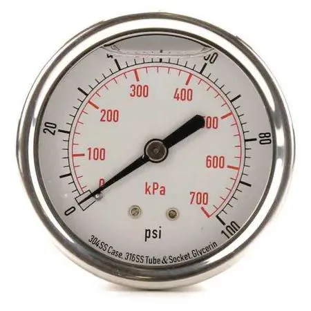 Value Brand Value Brand Commercial Pressure Gauge 0 to 100 psi 2 1/2 in Dial 1/4 in NPT Center Back — product photo