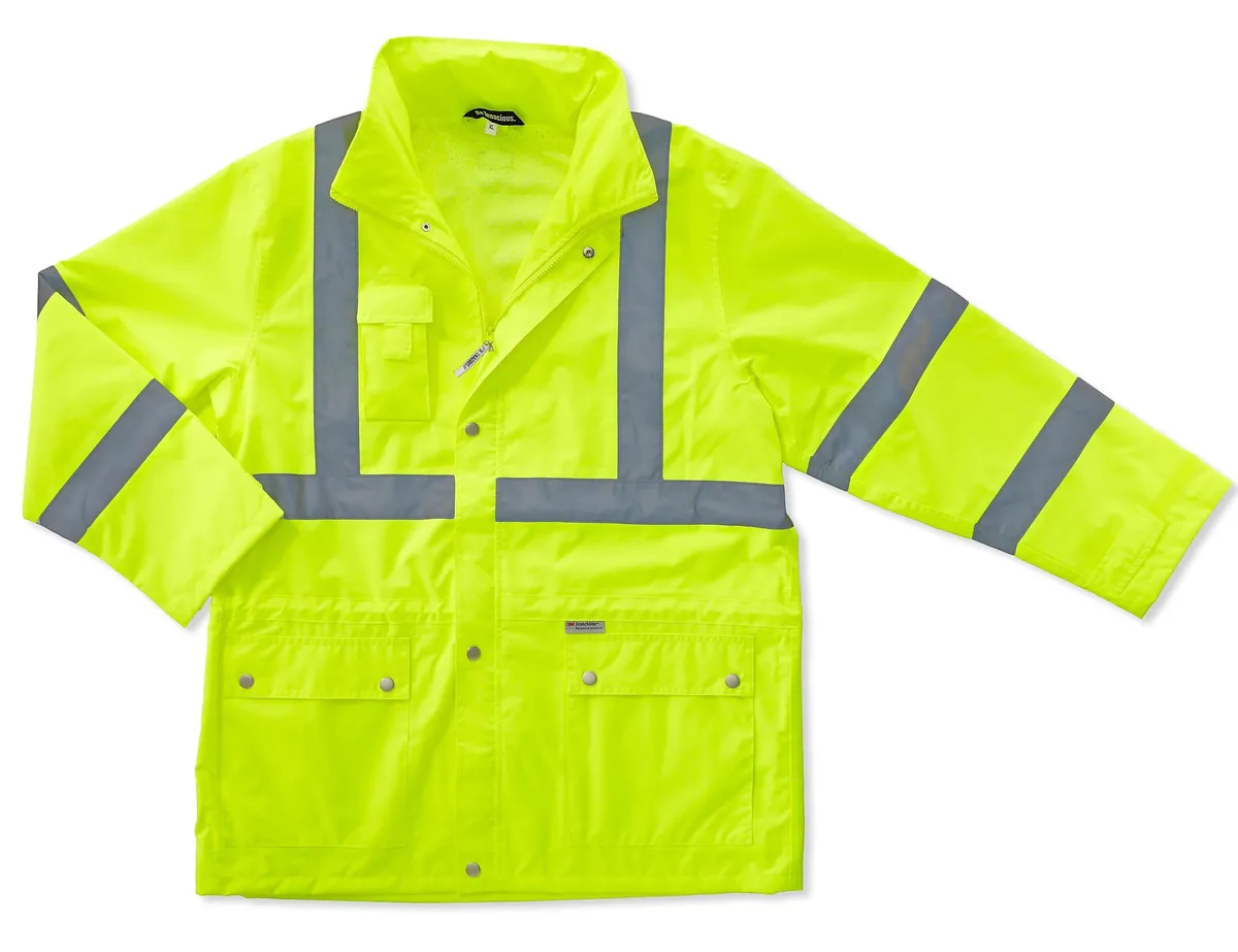 Ergodyne Ergodyne 24325 GloWear 8365 Class 3 Hi-Vis Rain Jacket X-Large Lime personal protective equipment — 제품 사진