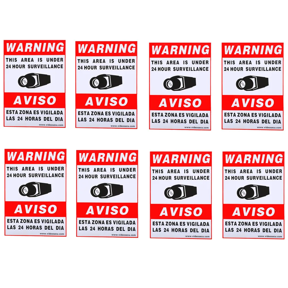 VideoSecu VideoSecu S011K8 Security Camera Warning Sticker 8 Pack 11.5x8.3 — product photo