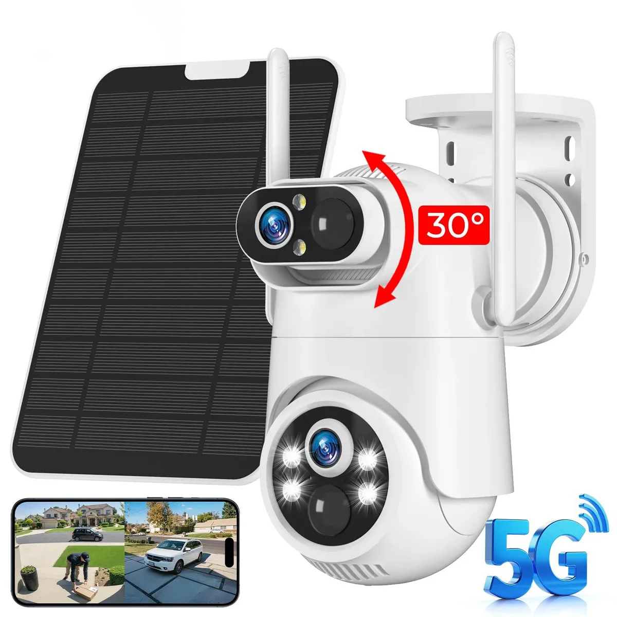 Picturesky Picturesky 4K Dual-Lens Solar Wireless Surveillance 360° PTZ 8MP IP65 8000mAh Battery — product photo