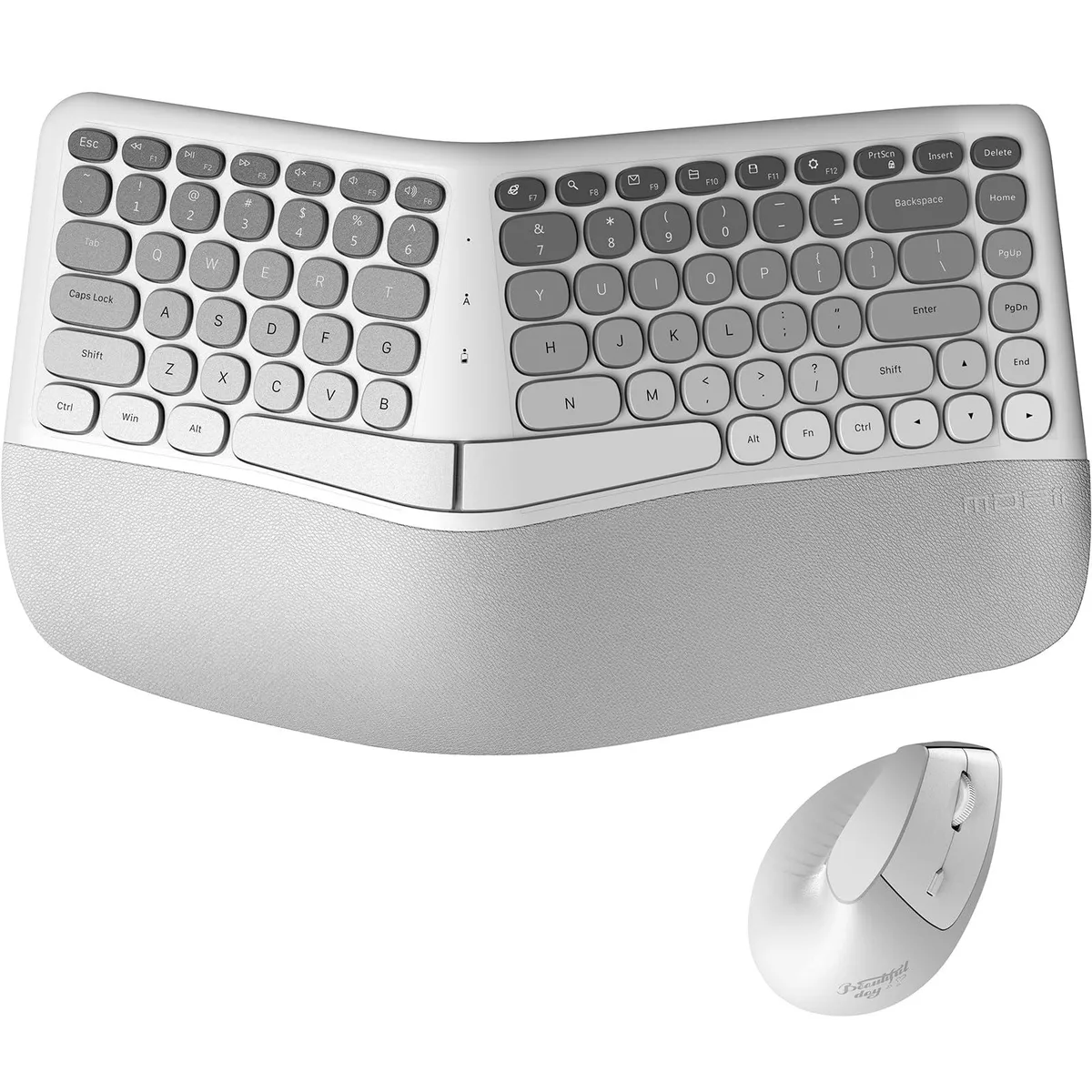 Keychron Wireless Ergonomic Keyboard Mouse Combo Gray Gradient — product photo
