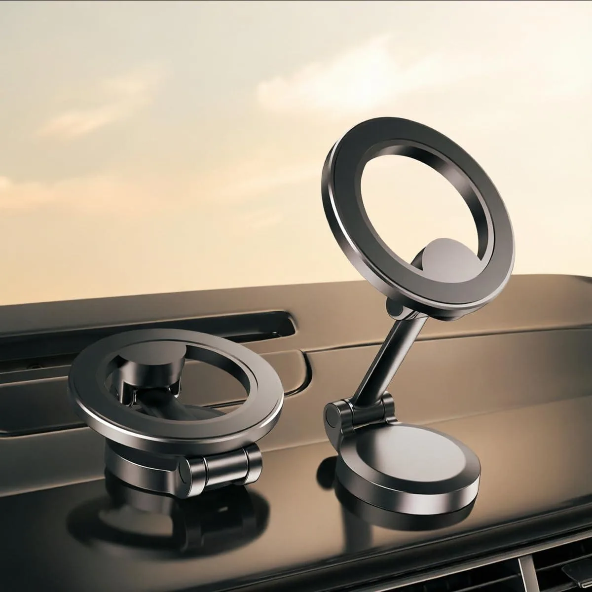 JEEPHEE Magnetic Dashboard Phone Mount Black 360° Foldable 42 N52 Magnets iPhone 12-17 — product photo