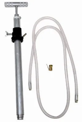 White manual sealant pump with 6 ft hose