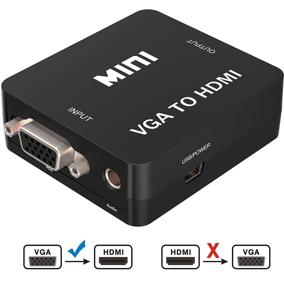 ESTONE ESTONE Mini 1080p VGA to HDMI Audio Video Converter - Black — product photo