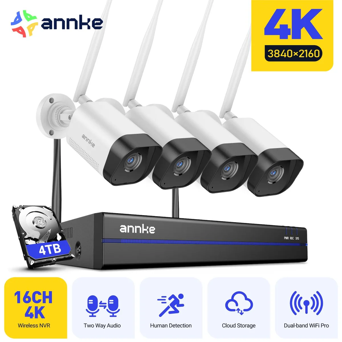Annke Annke 4K Wireless Surveillance Security System 16CH 8MP 4TB HDD — product photo