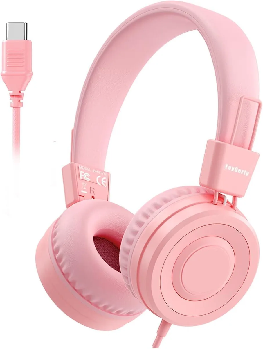  GE USB C Kids Headphones Light Pink 94 dB — product photo