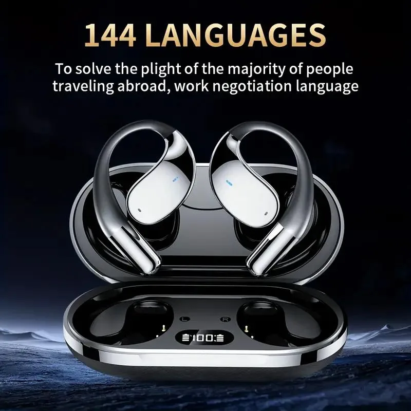 NO. NO. 144-language AI translation earbuds cover Black — product photo