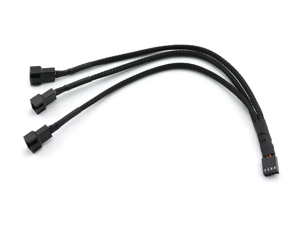 jinyue jinyue 4 Pin 1 to 3 PWM Fan Splitter Cable Sleeved 27cm — product photo
