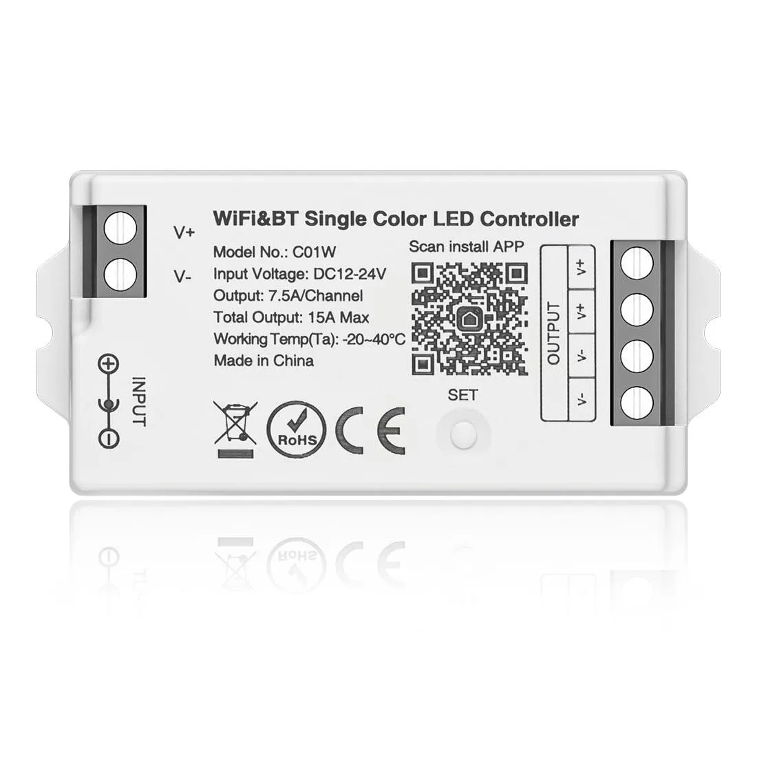 KEHIPI KEHIPI C01W Monochrome PWM 2PIN LED Strip Dimmer 2.4GHz WiFi Bluetooth Tuya Alexa Google Home — product photo