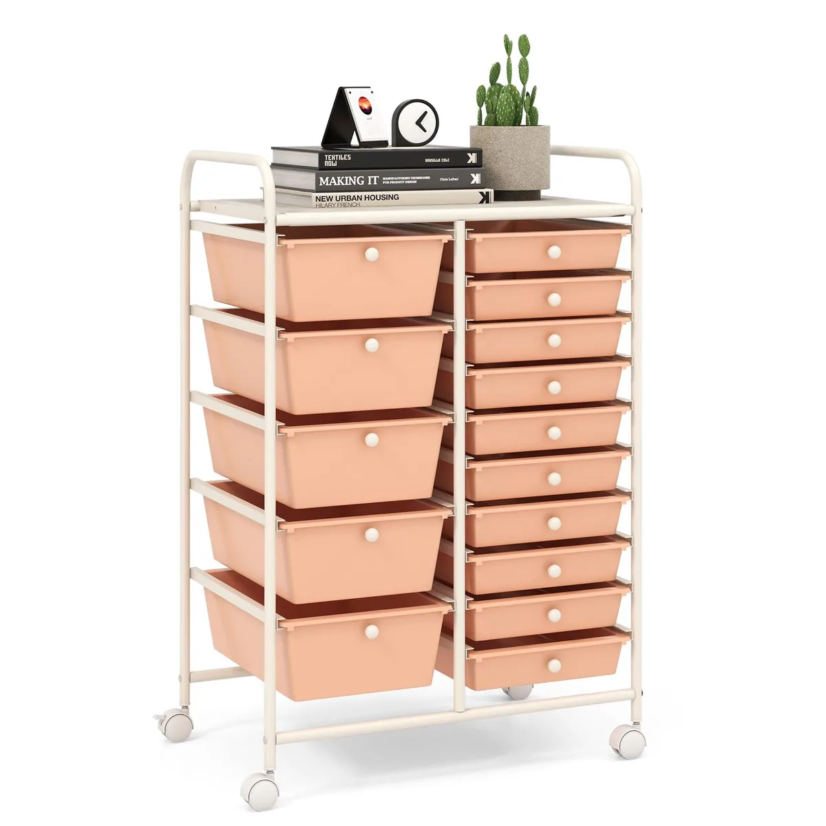 SlickBlue SlickBlue 15-Drawer Rolling Organizer Cart Peach — product photo