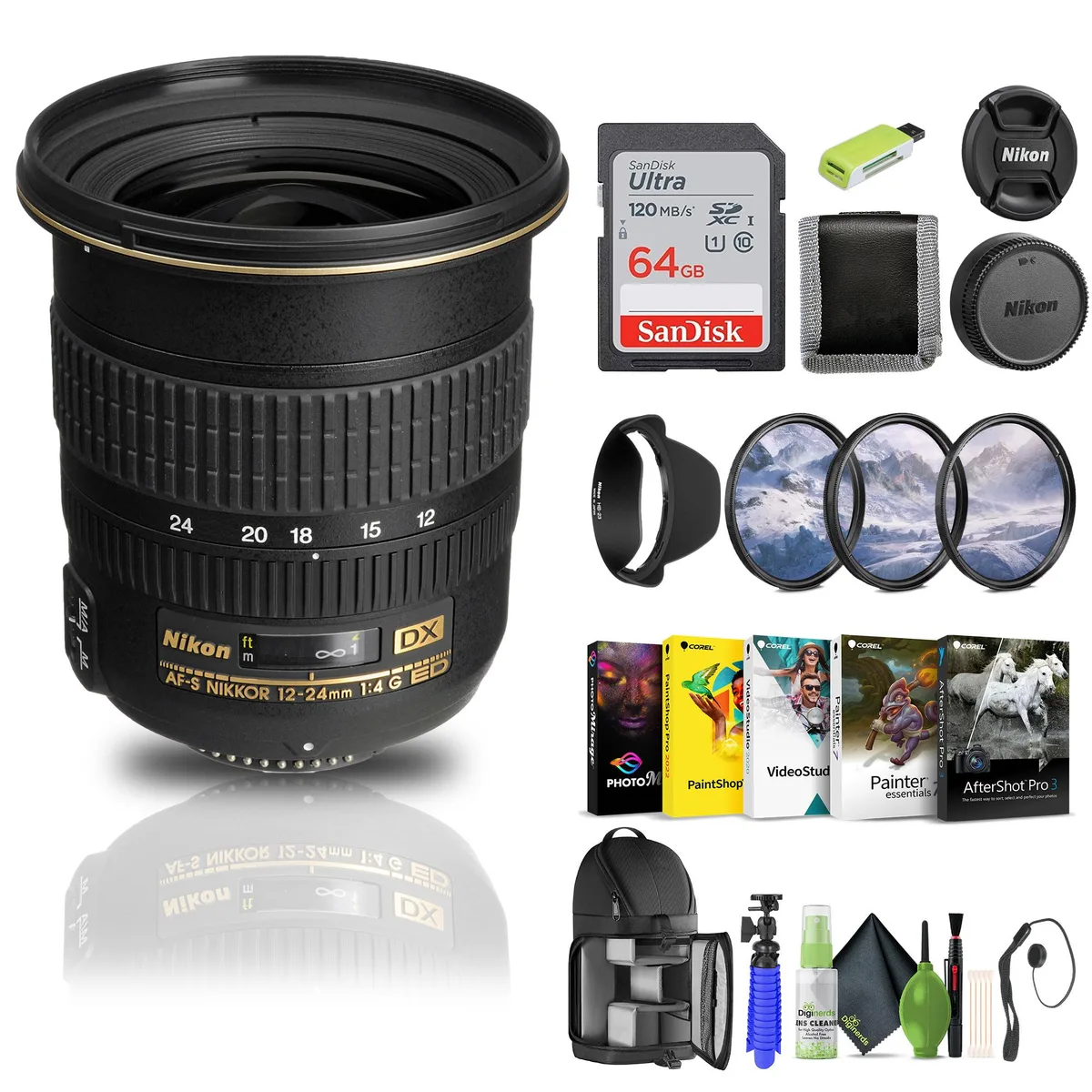 Nikon Inc Nikon AF-S DX Zoom-NIKKOR 12-24mm f/4G IF-ED Lens + 64GB Bundle — product photo