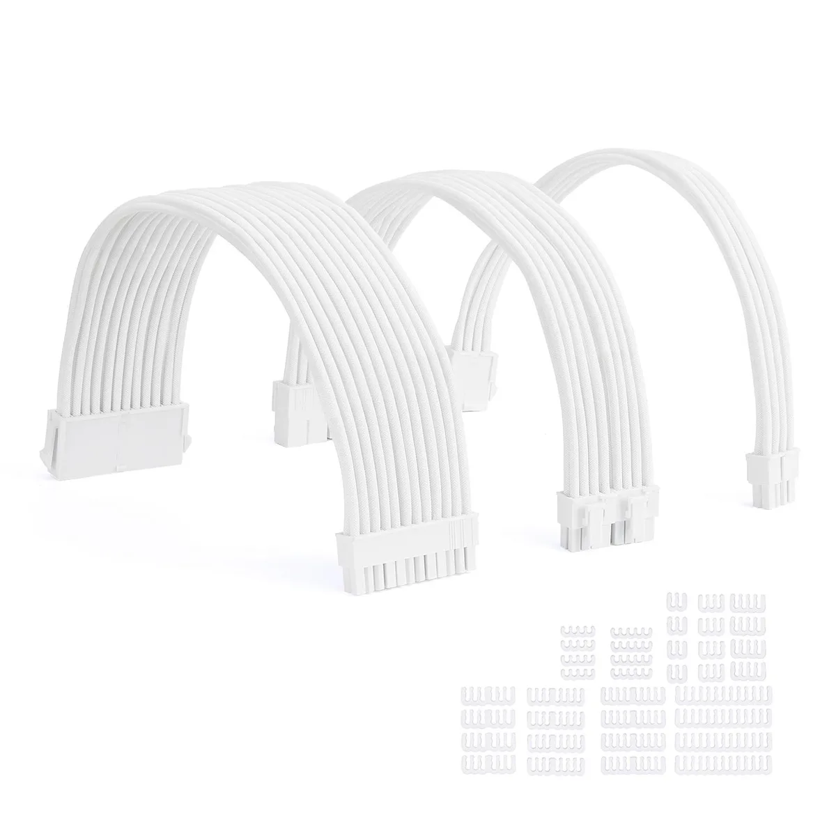 FormulaMod FormulaMod Fm-NCK1 power extension cord kit 300mm all white forward bending — product photo