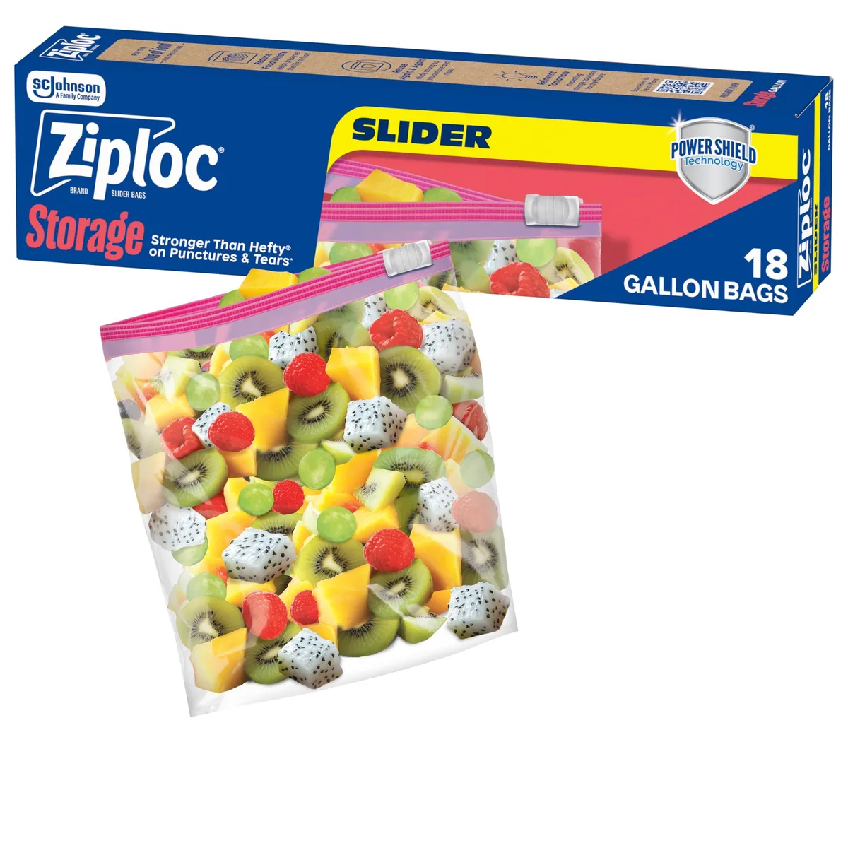 Pack of 18 beige medium plastic slider storage bags
