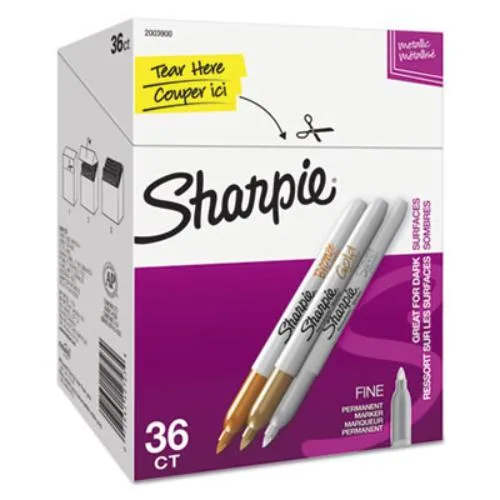 Sharpie Sharpie 2003900 metallic permanent marker pack, fine point, gold silver bronze, 36 — product photo