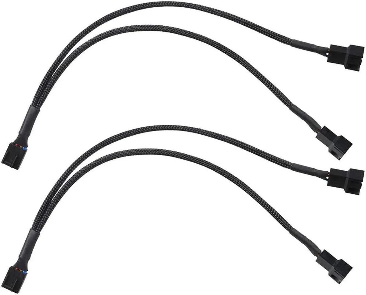 Vszerda Vszerda PWM Fan Splitter Cable 1 to 2 Black Sleeved 10 Inch 2 Pack — product photo