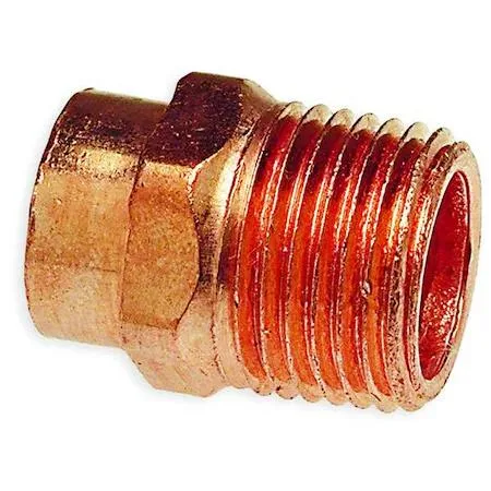 Small copper adapter with threaded and smooth ends