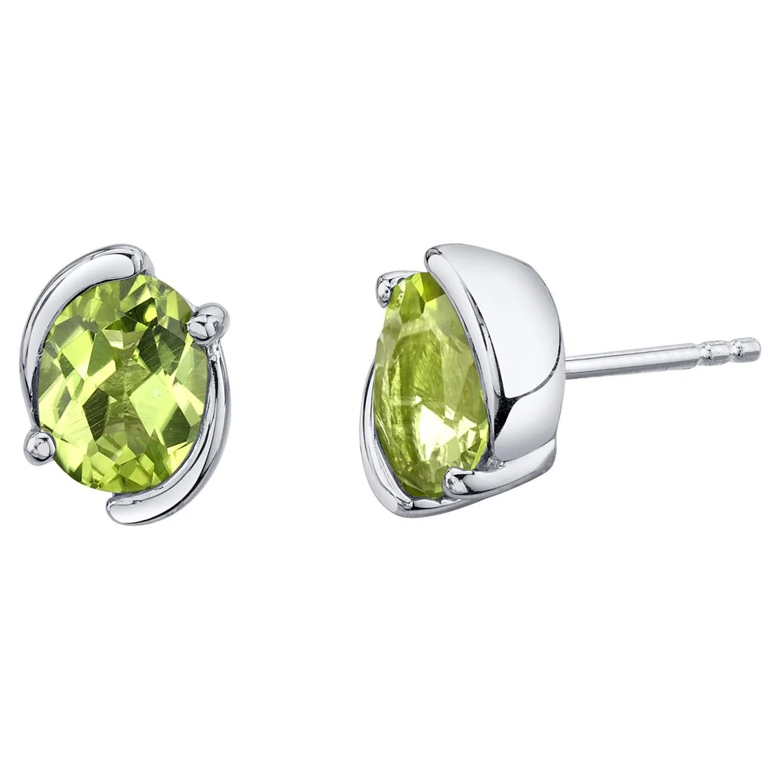 Oravo Oravo Peridot Sterling Silver Bezel Stud Earrings 2.50 Carats Total — product photo