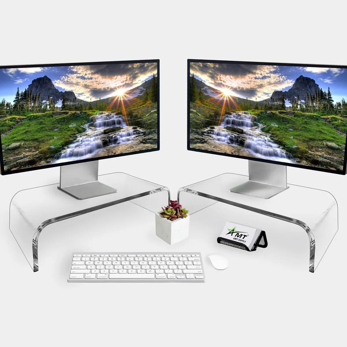PISKEKAT PISKEKAT 2 Pack Acrylic Monitor Stand with Cat Keyboard Protector — product photo