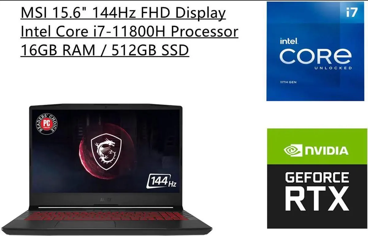 MSI MSI 15.6" 144Hz laptop Core i7-11800H RTX 3070 16GB 512GB Black — product photo