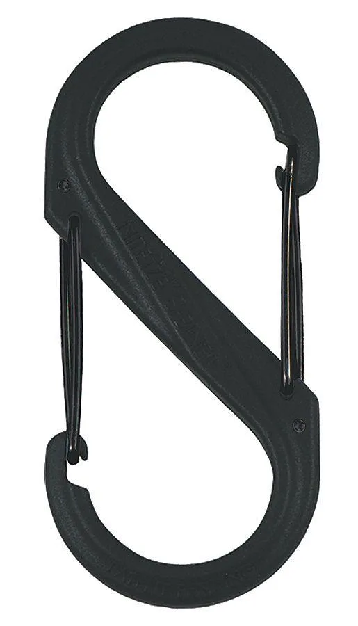 Black plastic S-Biner carabiner clip with dual gates