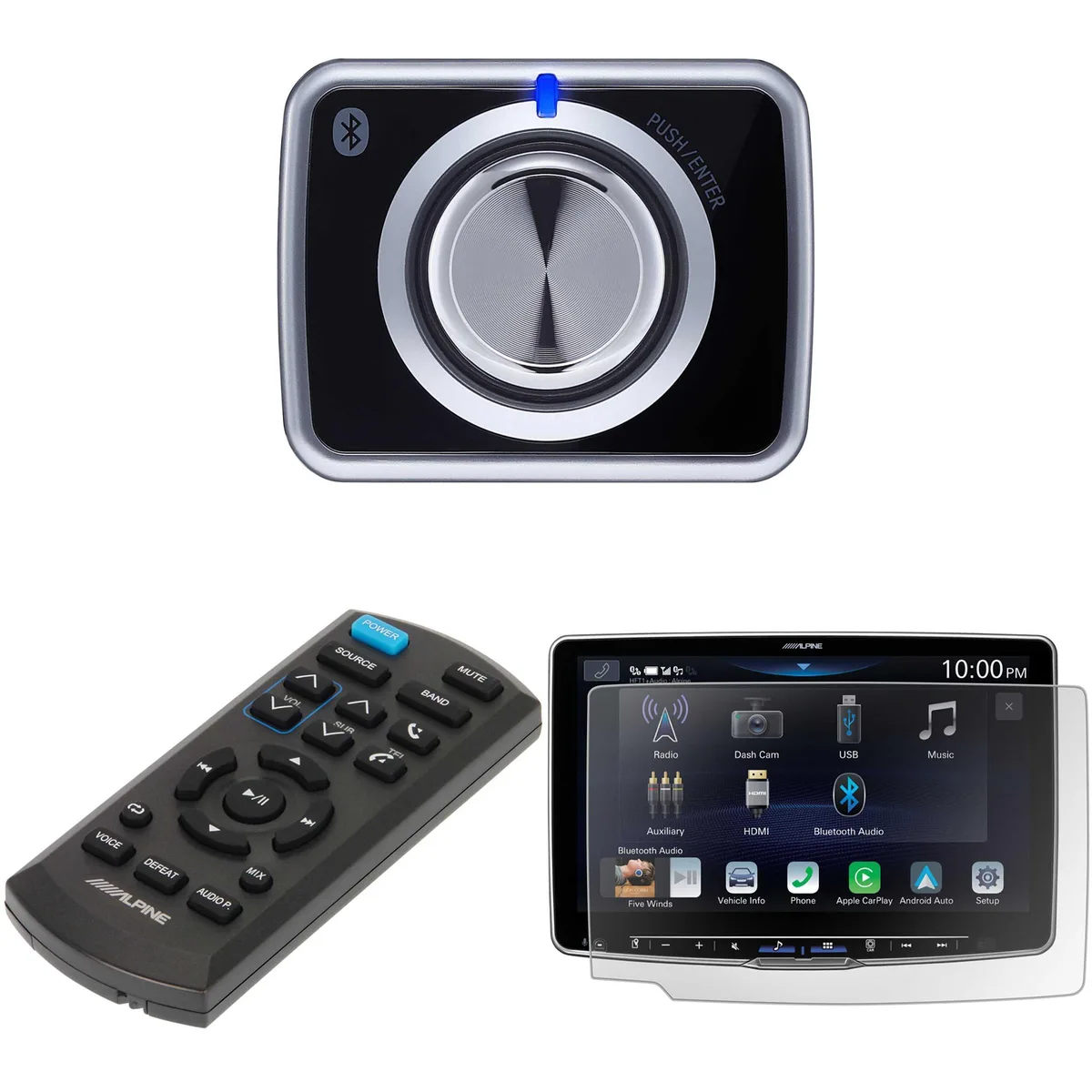 Alpine Alpine iLX-F511 Accessory Bundle with RUX-H02 Bass Knob, RUE-4360 Remote &amp; KAE-HF11DA Screen Protector — product photo