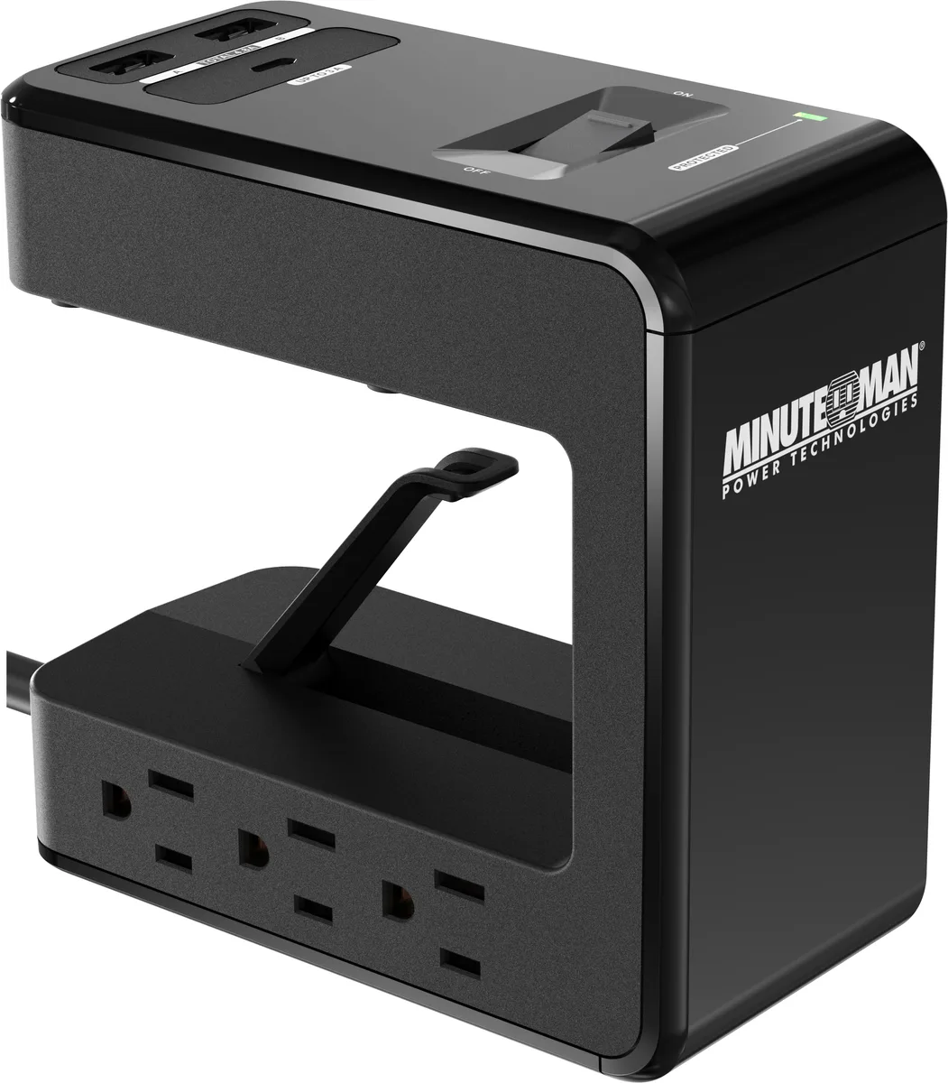 MINUTEMAN MINUTEMAN MMS-DSK6U3 surge protector 6-outlet 1080J 1.8kW USB-C 3A USB-A 2.4A — product photo