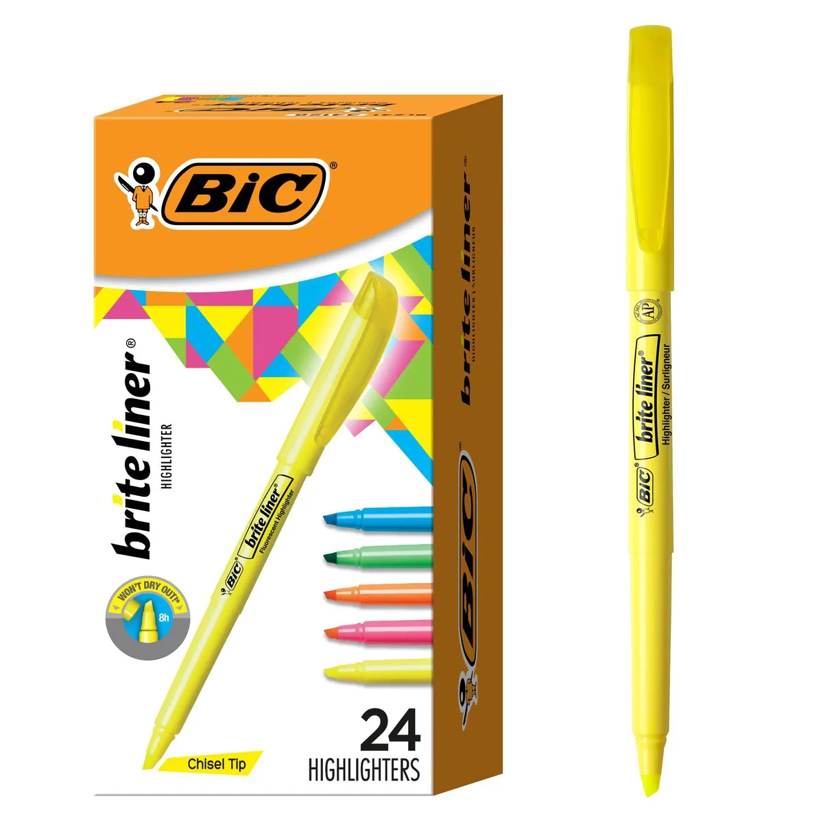  BIC Brite Liner Highlighter Set Chisel Tip Assorted 24-Count — product photo