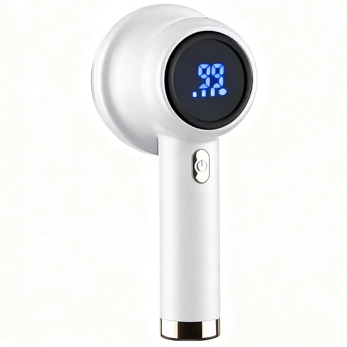 White fabric shaver with LED display and mesh cover
