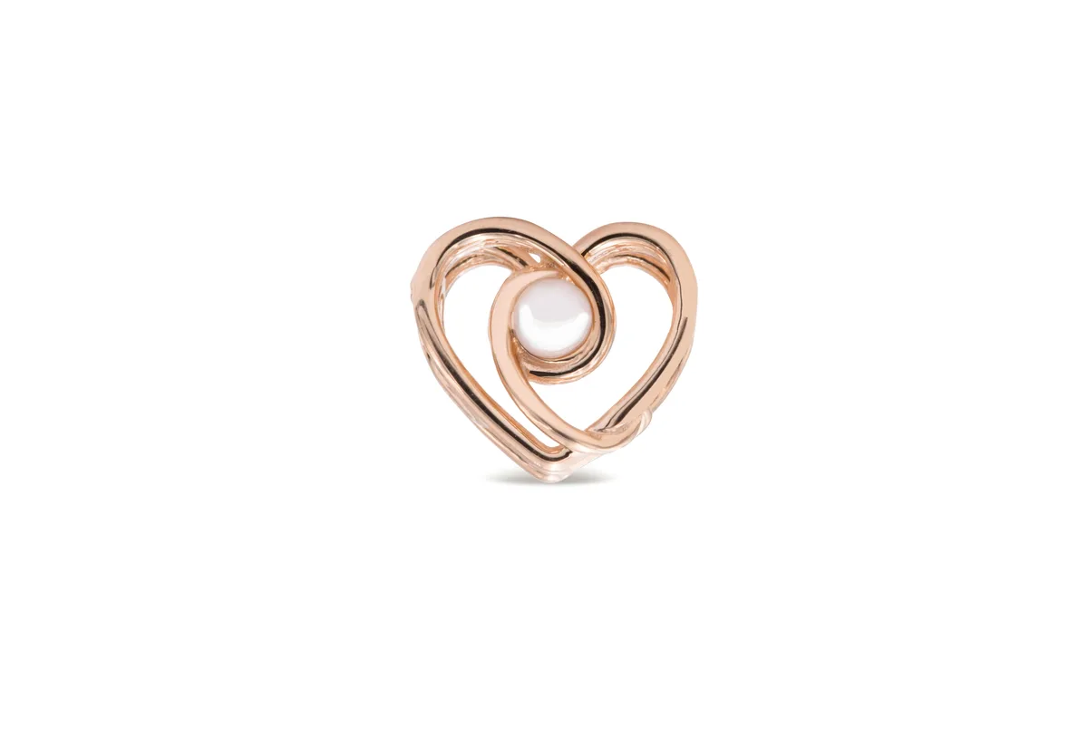PANDORA PANDORA Openwork Swirling Heart Pearl Charm 14k Gold — product photo
