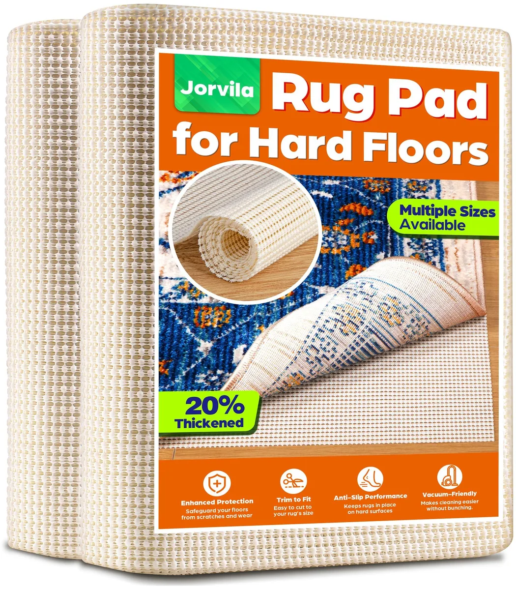 White rectangular rug pad, thick cushioned foam, 2 by 8 feet