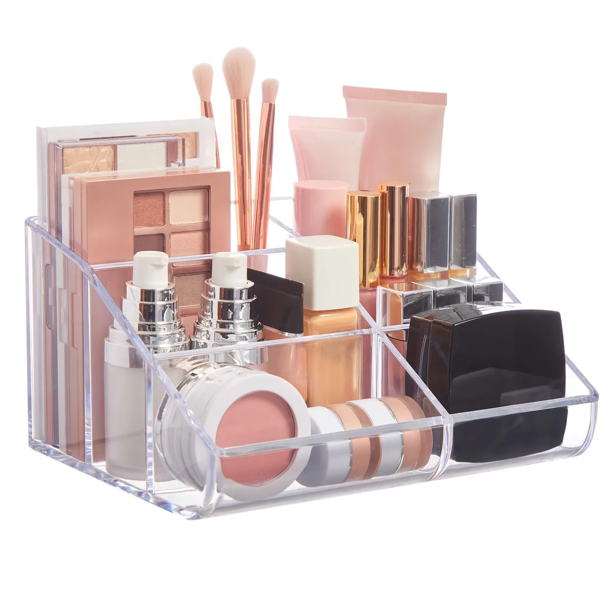  STORi 6132 Clear Plastic Vanity Organizer 6-Compartment 8.38" W x 6.25" L x 4.25" H — product photo
